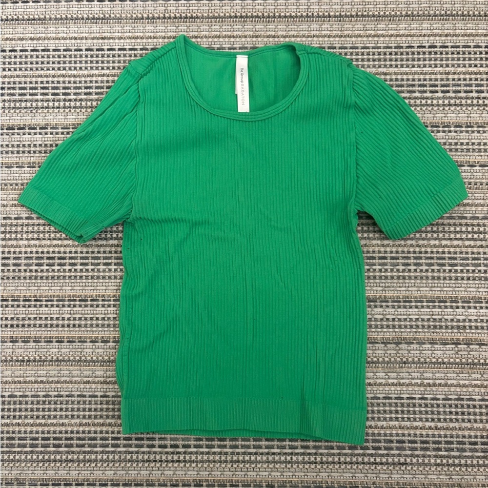 Aritzia Babaton Emerald Ribbed Knit Top